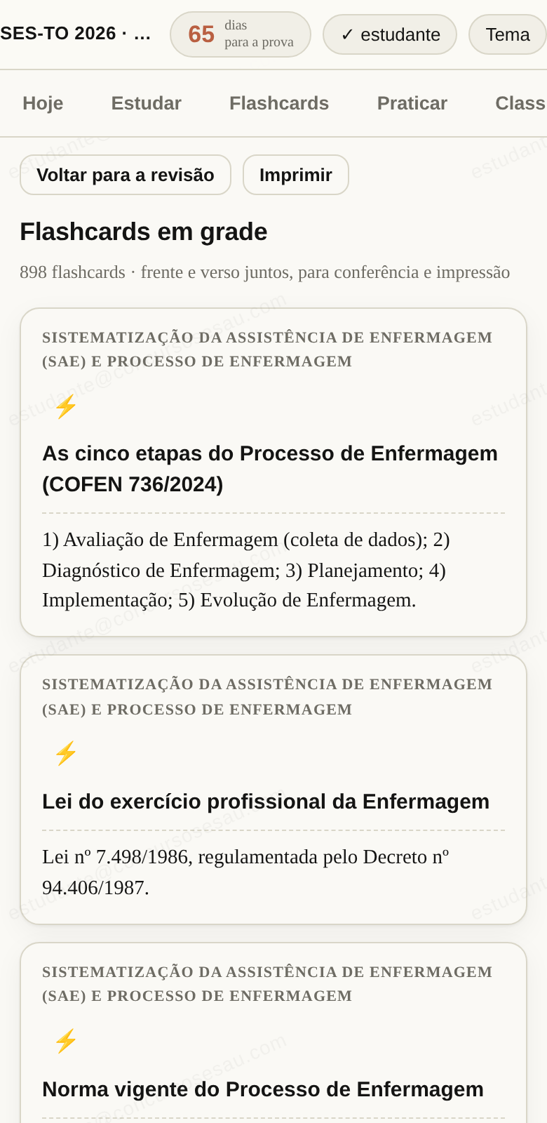 Flashcards em grade, com frente e verso juntos, prontos para imprimir